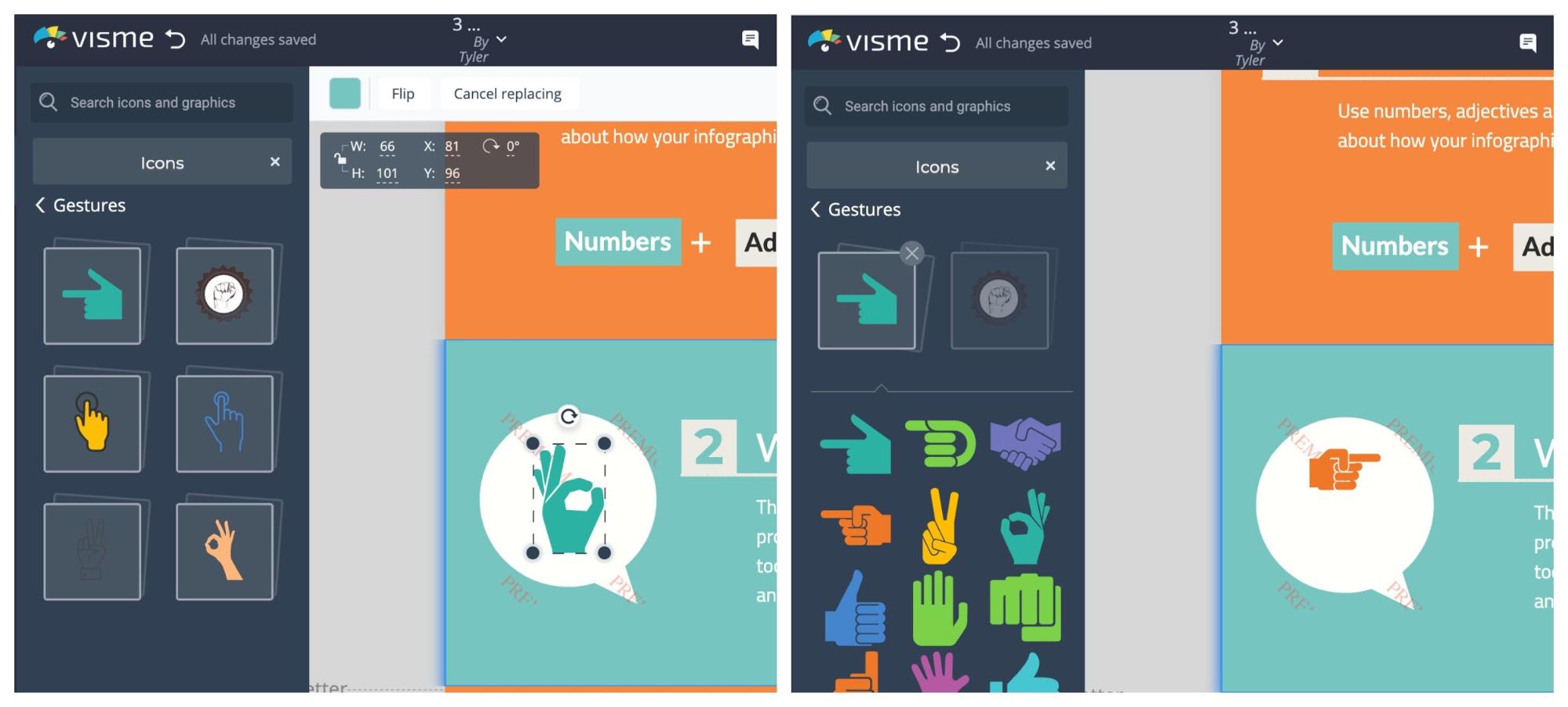 Visme vs Venngage Visme Icon Swap