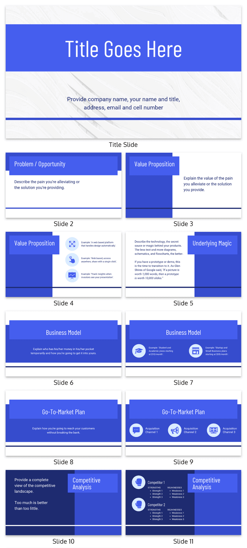 Blue Guy Kawasaki Pitch Deck Template