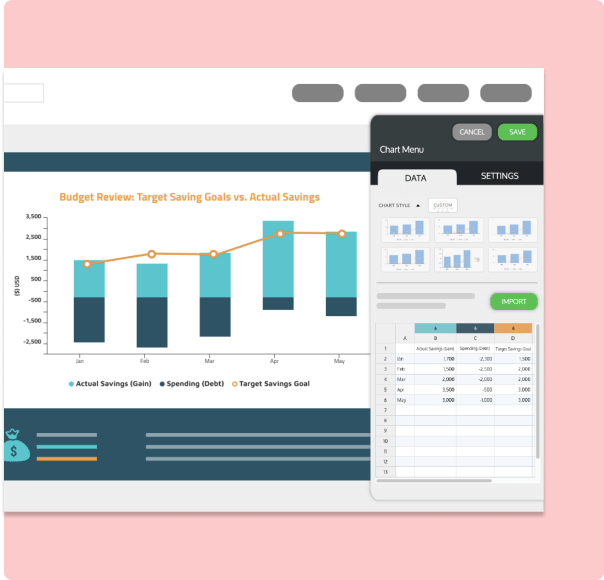 Import data easily from Excel and Google Sheets