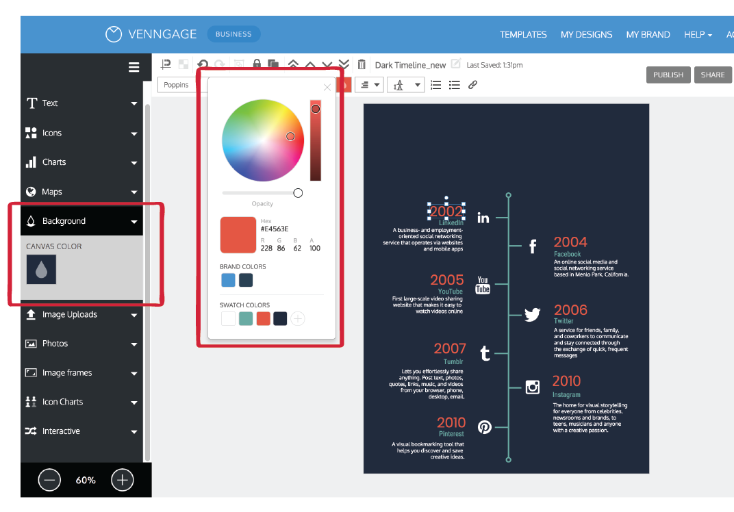 create a timeline infographic