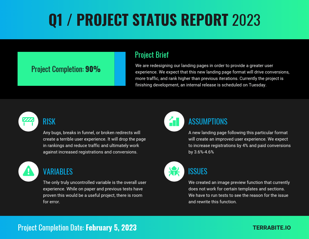 Simple Project Status Progress Report Template