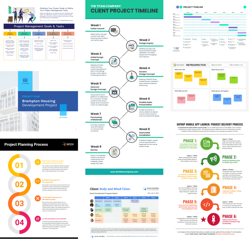 Collage of various template examples available