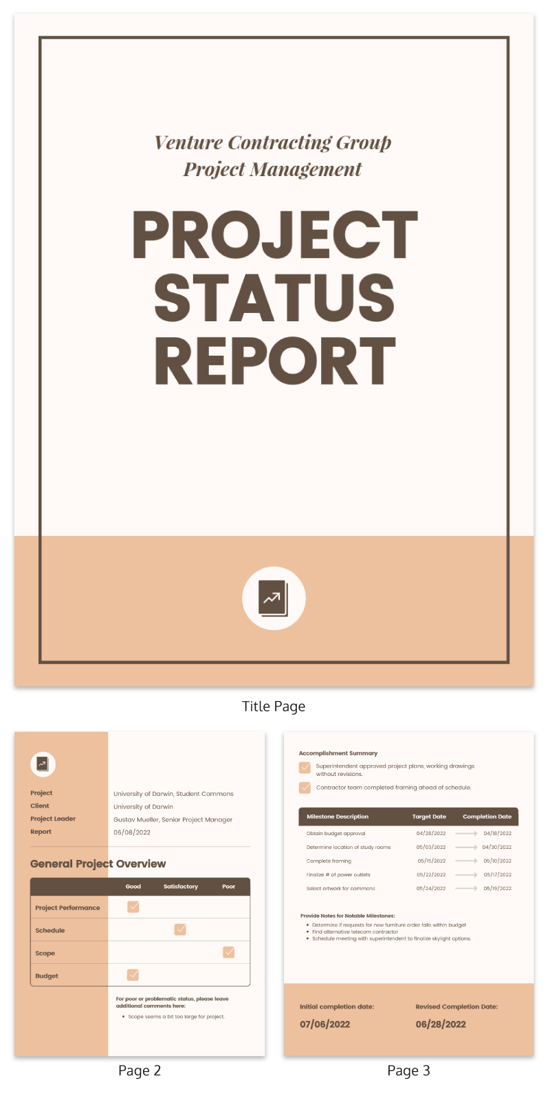 project status report template