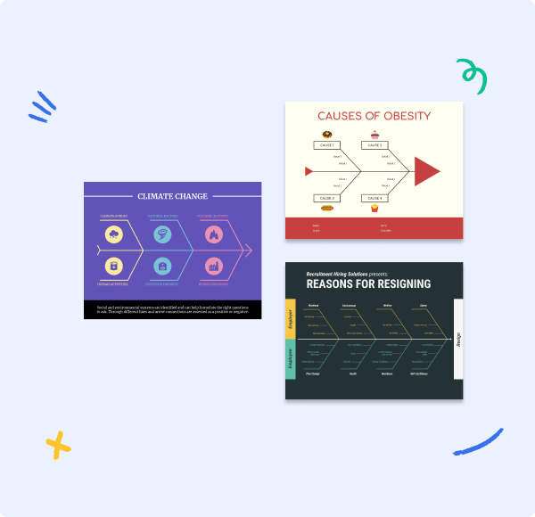 An entire library of fishbone diagram templates to choose from