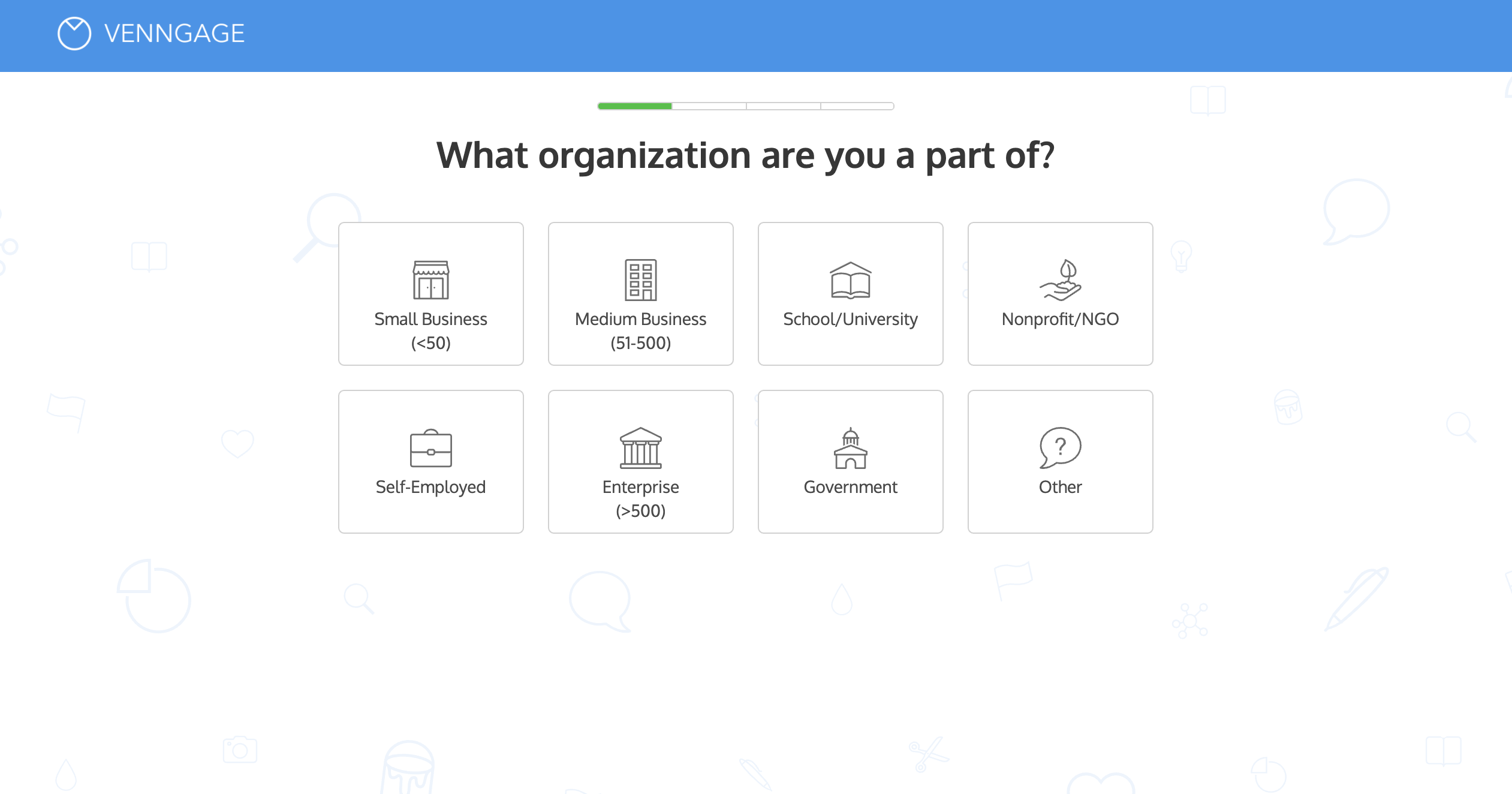 Powerpoint vs Venngage getting started Venngage Onboarding - Company Size